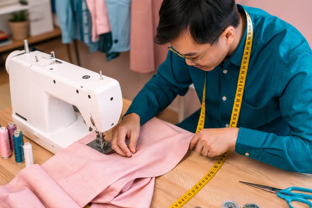 Male tailor at sewing machine